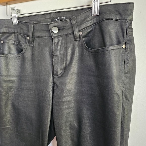Eileen Fisher Waxed Black Denim Organic Jeans - Picture 3 of 7